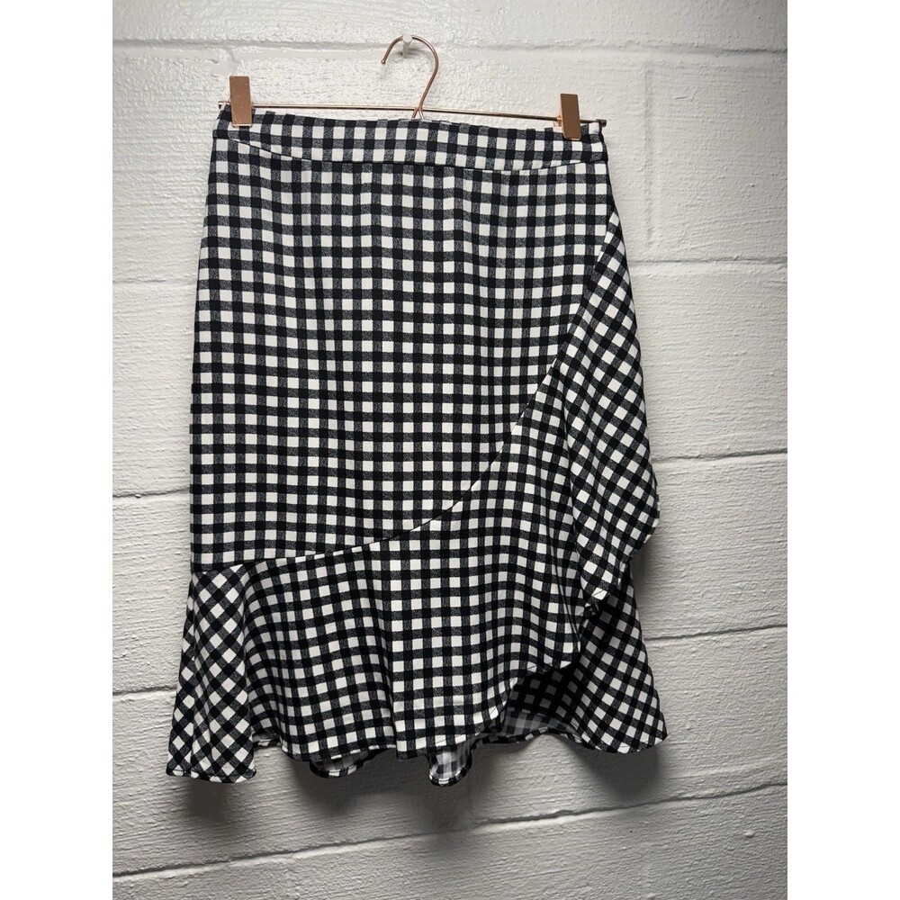 Banana Republic Black Banana Republic shepherd check Skirt sz 0 zip
